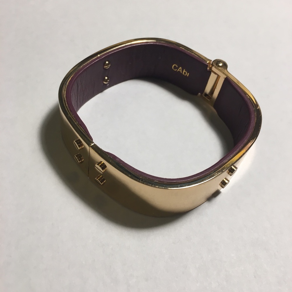 CAbi Hardware bangle gold tone/plum berry leather